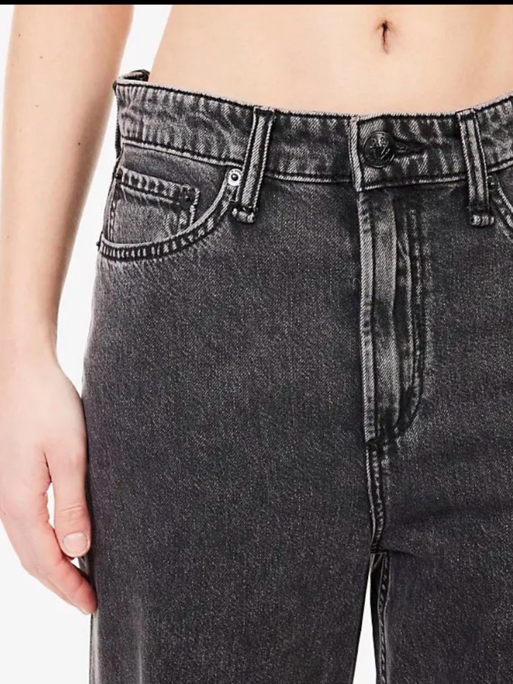 NWOT. Rag & Bone. Logan Mid-Rise Wide Leg Jean. Washed Black. Size 27. - Picture 4 of 14